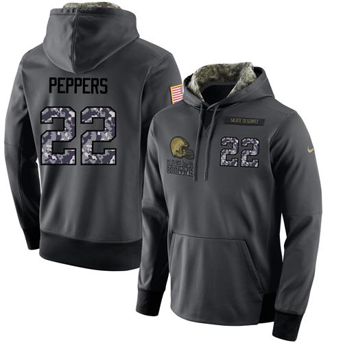 NFL Men's Nike Cleveland Browns #22 Jabrill Peppers Stitched Black Anthracite Salute to Service Player Performance Hoodie - Click Image to Close